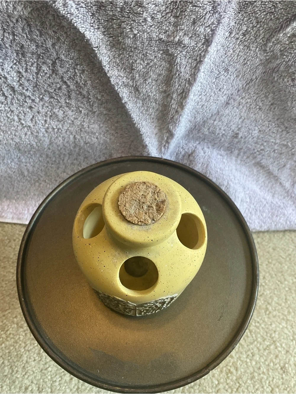 Ceramic Willow Design Toothbrush Holder - Yellow